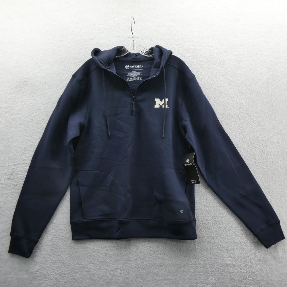 '47 Brand Hoodie Mens Medium Michigan Wolverines Navy Blue Quarter Zip Pullover